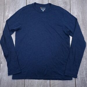 Cloudveil Long Sleeve Shirt Men S Navy Blue 100% Merino Wool Base Layer Top